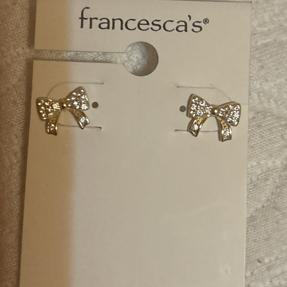 Francesca's Gold Bow Earrings